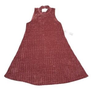 NWT Sadie & Sage Womens Mock Neck Ribbed Chenille Keyhole Back Dress Mauve Small